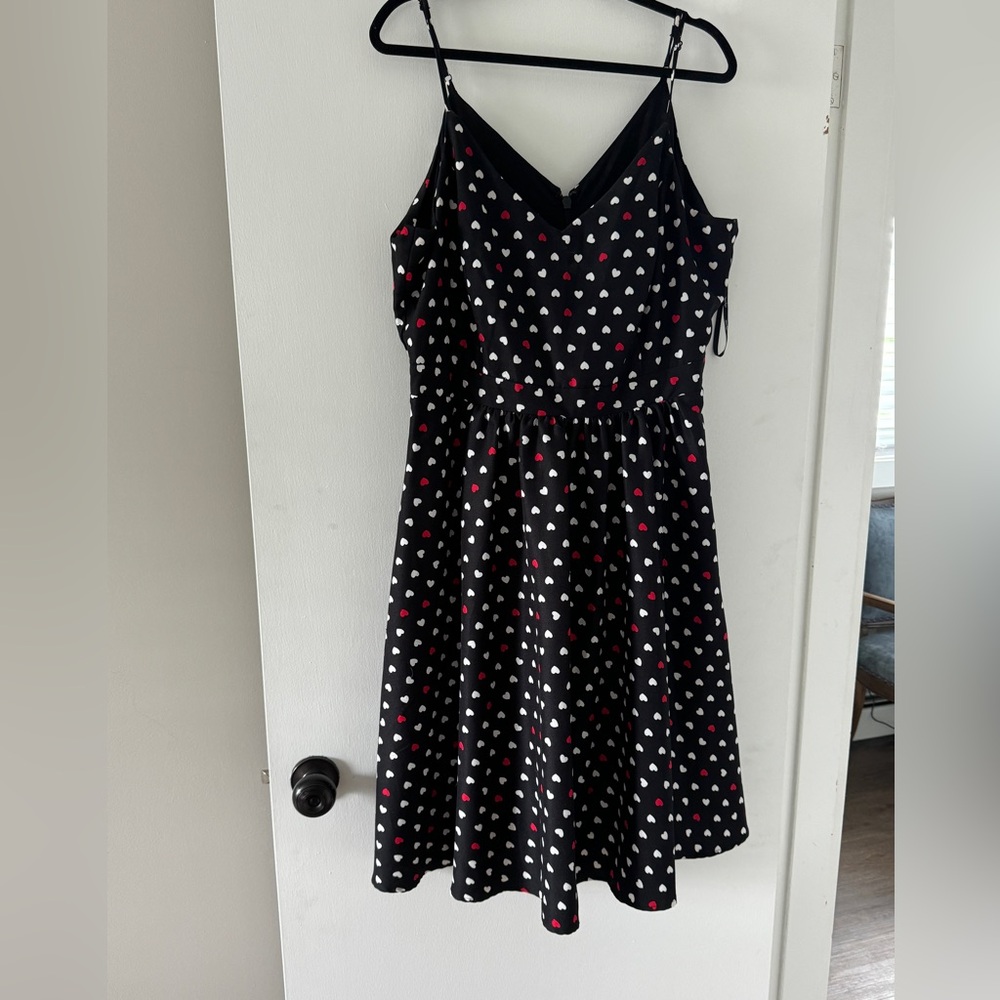 Spaghetti strap a-line fun and flirty heart print dress